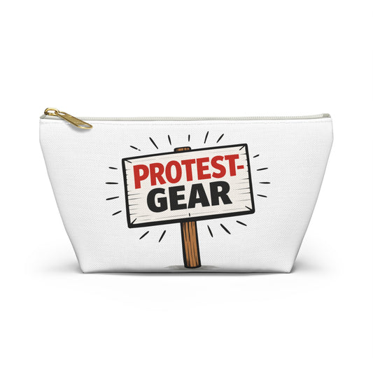 Protest Gear Accessory Pouch — Canvas Zip T‑Bottom Bag for Activists